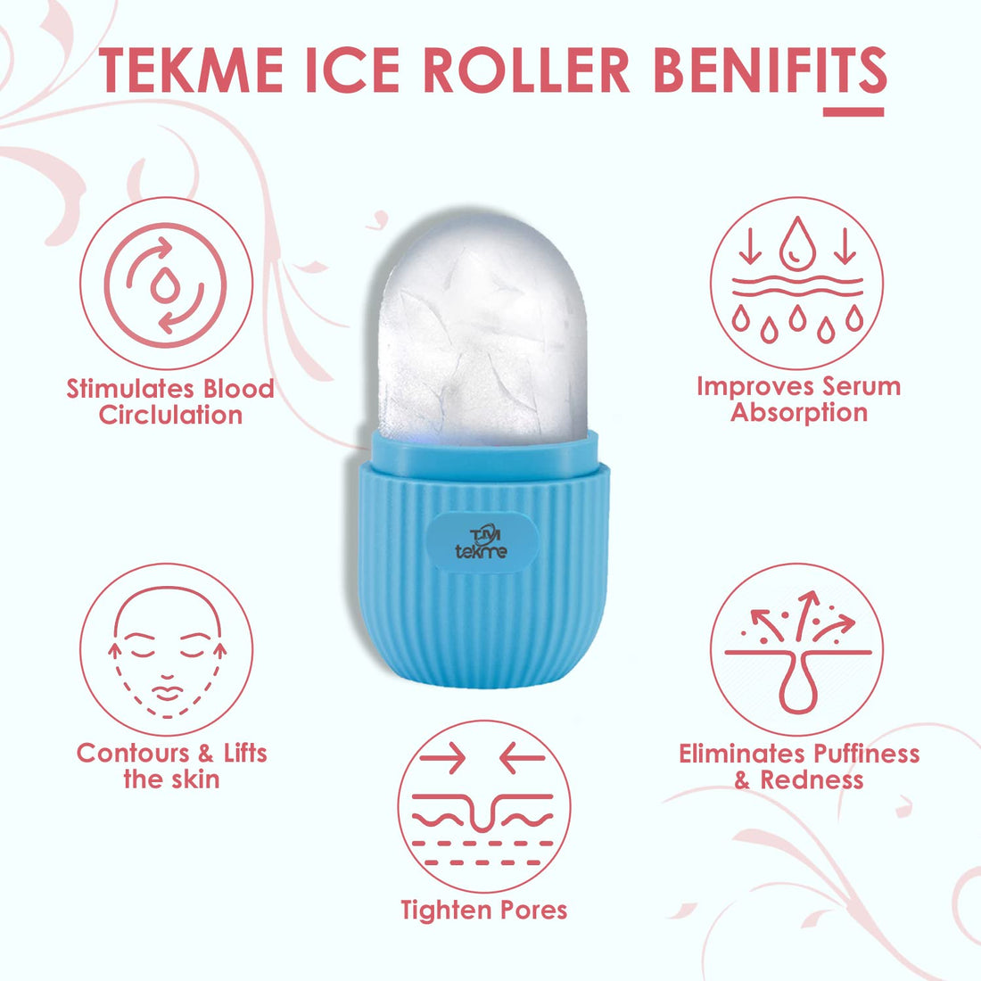 Silicone Ice Roller for Face & Eyes – Reusable Facial Ice Massager for Skin Tightening, Puffiness & Glowing Skin Care